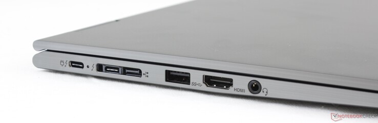 Lato sinistro: 2x USB Type-C Gen. 2 + Thunderbolt 3, Lenovo Side Dock, USB 3.1 Type-A Gen. 1, HDMI 1.4b, porta audio combo da 3.5 mm
