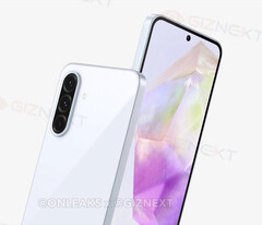 Il Galaxy A36 5G si rifà ai recenti design Xperia di Sony. (Fonte immagine: @OnLeaks &amp;amp; GizNext)