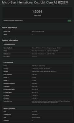 AMD Ryzen Z2 Extreme Geekbench GPU Vulkan (fonte: Geekbench)