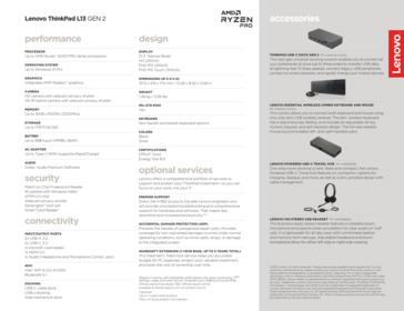 Specifiche ThinkPad L13 G2 AMD