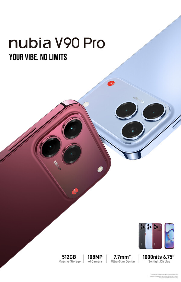 Il Nubia V90 Pro mantiene il design del suo predecessore, ma è disponibile in nuovi colori.
