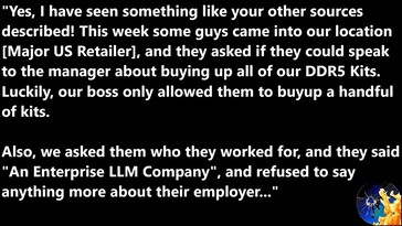 Nemmeno la memoria DDR5 focalizzata sui videogiocatori è al sicuro da OpenAI. (Fonte immagine: Moore's Law Is Dead)