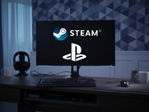 I loghi di Steam e PlayStation vengono visualizzati sul monitor del PC