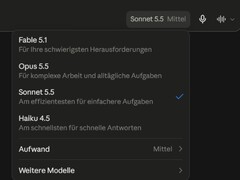 Screenshot del selettore di modelli di Claude.ai con Sonnet 5.5 selezionato