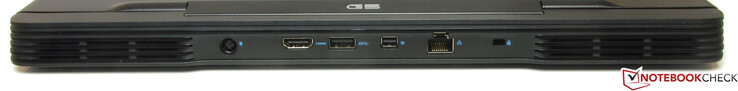 Dietro: alimentazione, HDMI, USB 3.2 Gen 1 (Type-A), Mini DisplayPort, Gigabit Ethernet, slot per cable lock
