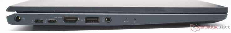 Jack cavo di alimentazione, 2 x USB Type-C 3.2 Gen 2 con Thunderbolt 4 e PD, HDMI 2.0, USB Type-A Gen 3.2 con USB Sleep-and-Charge, jack per cuffie da 3,5 mm