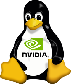 I driver Nvidia su Linux sono ora predefiniti ai moduli del kernel della GPU open-source. (Fonte immagine: logo Nvidia e Tux, Wikimedia Commons)