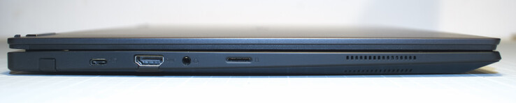 Stilo, USB-C con PowerDelivery e DisplayPort, HDMI, porta per cuffie da 3,5 mm, lettore di schede microSD