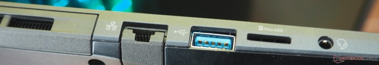 sinistra: RJ45-LAN, USB-A, microSD, audio