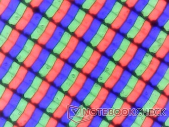 Il display è in realtà leggermente più sgranato rispetto alla maggior parte degli altri display lucidi. Sono presenti "bolle" che oscurano i subpixel altrimenti nitidi
