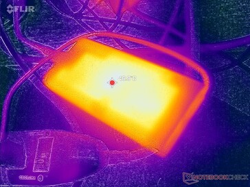 L'adattatore CA raggiunge oltre 47 C quando si utilizzano carichi impegnativi