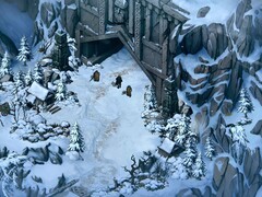 Un'immagine che raffigura un paesaggio innevato tratto da Thronebreaker: The Witcher Tales.