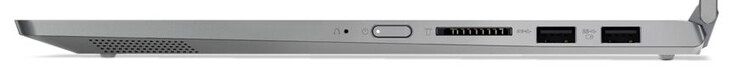 A destra: pulsante accensione, lettore schede (SD), 2x USB 3.2 Gen 1 (Type-A)