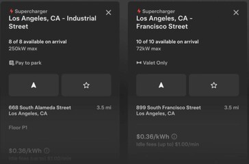 Nuove icone di notifica del parcheggio Supercharger.