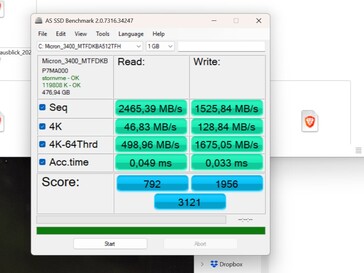 Prestazioni prima dell'aggiornamento del driver con il mio SSD primario da 512 GB.