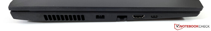 A sinistra: alimentazione (punta sottile), Gigabit ethernet, HDMI 2.0, USB-C 3.2 Gen 1
