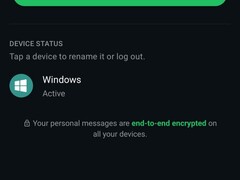 Impostazioni di WhatsApp che mostrano l’elenco dei dispositivi collegati e la nota relativa alla crittografia end-to-end