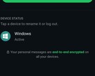 Impostazioni di WhatsApp che mostrano l’elenco dei dispositivi collegati e la nota relativa alla crittografia end-to-end