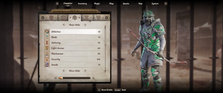 L'interfaccia utente ha ricevuto una revisione visiva. (Fonte: The Elder Scrolls IV: Oblivion Remastered)