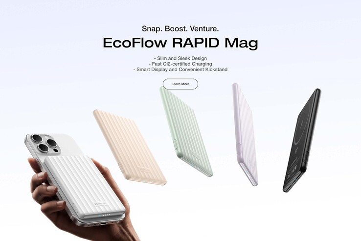 Le EcoFlow Rapid Mag Power Banks sono attualmente disponibili in tre colori, anche se le immagini di marketing ne mostrano cinque (sopra). (Fonte: EcoFlow)