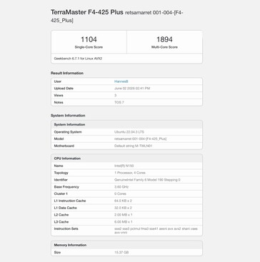 TerraMaster F4-425 Plus con processore Intel N150