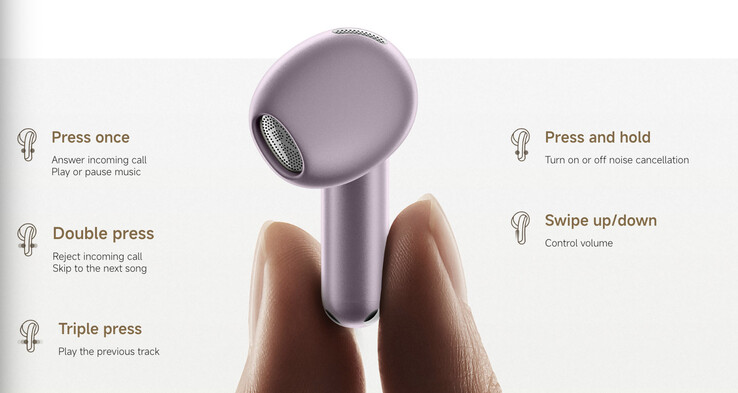 Lo Xiaomi Buds 6 supporta diversi controlli gestuali.