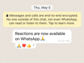 Le reazioni arrivano su WhatsApp. (Fonte: WhatsApp)