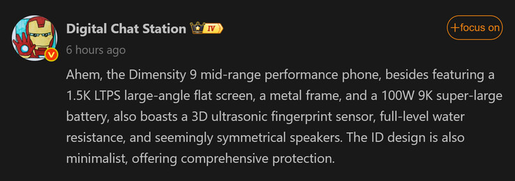 La relazione di Digital Chat Station sul Redmi Turbo 5 Pro (Fonte immagine: Weibo - tradotto automaticamente)