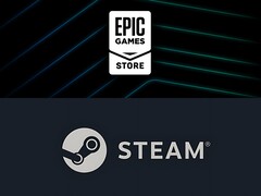 Logo del negozio Epic Games impostato sopra il logo di Steam (Fonte: Epic Games, Steam con modifiche)
