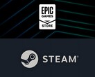Logo del negozio Epic Games impostato sopra il logo di Steam (Fonte: Epic Games, Steam con modifiche)