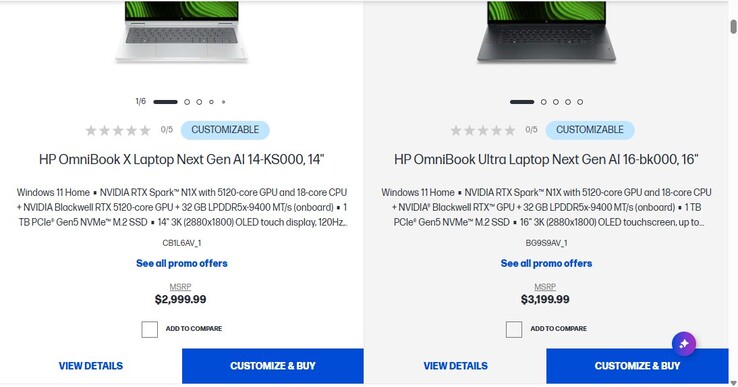 Prezzi dei laptop HP Nvidia RTX Spark a 18 core