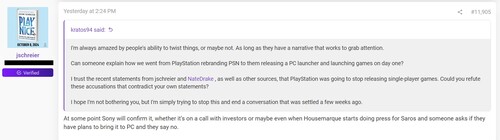 Post del forum di Jason Schreier sul launcher PlayStation per PC