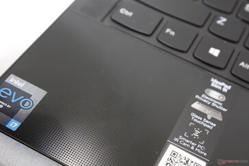 Il poggiapolsi e il clickpad sono in vetro, mentre il piano della tastiera è in metallo. I poggiapolsi sono leggermente strutturati con un motivo a punti