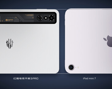 RedMagic Gaming Tablet 3 Pro vs iPad Mini 7 larghezza (fonte: RedMagic)