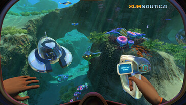 Nella foto: Una schermata di gameplay di Subnautica.