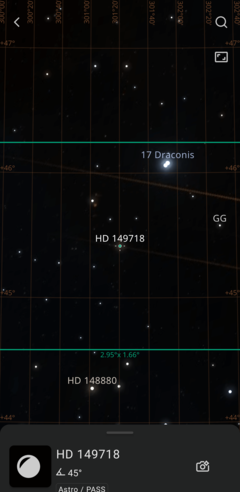 Quando si apre il menu Astro nell'app, si scopre il cielo notturno pieno di punti caldi celesti (Fonte immagine: Screenshot Marc Zander / Notebookcheck)