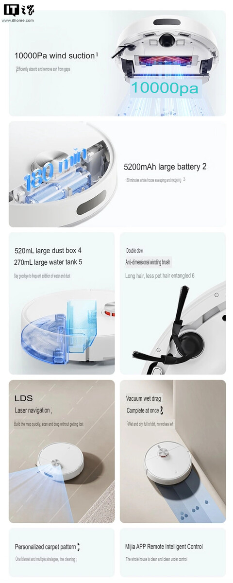 Specifiche di Xiaomi Mijia Robot Vacuum 4 (tradotto).