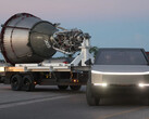 Le capacità di traino del Cybertruck sono state mostrate in anteprima alla base stellare di SpaceX in Texas. (Fonte: Stargazer su YouTube)