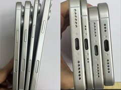 Le presunte unità fittizie della serie iPhone 17 mostrano il fattore di forma ultrasottile del vociferato iPhone 17 Air rispetto agli altri tre modelli. (Fonte immagine: SonnyDickson su X)