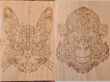 Disegno SVG stock su Pino a risoluzione 2K con laser a diodo.