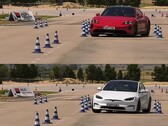 La Porsche Taycan GTS sembra molto più piantata della Tesla Model S Plaid, nonostante abbia tecnicamente perso il test dell'alce. (Fonte: km77 su YouTube)