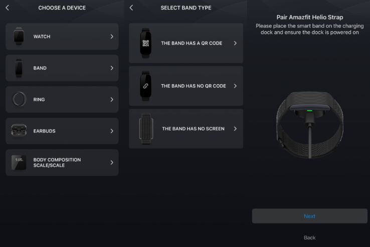 L'Amazfit Helio Strap è stato avvistato nell'applicazione Zepp (screenshot in alto). (Fonte immagine: App Zepp)