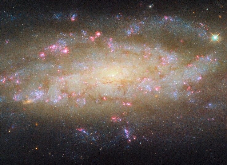 Un'immagine della galassia a spirale NGC 7456 catturata da Hubble (Fonte: ESA/Hubble, NASA, e D. Thilker)