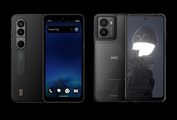 L'HMD Lvalo XE 5G (l) ha una serie diversa di connettori pogo rispetto all'HMD Fusion (r). (Fonte immagine: smashx_60/HMD)