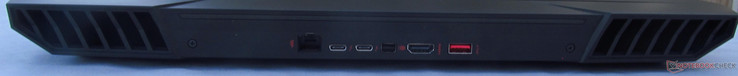 Lato Posteriore: Ethernet, 2x USB 3.1 (Gen 2) Type-C w/ Thunderbolt 3, mini-DP 1.4, HDMI 2.0, USB 3.0 (Gen 1) Type-A