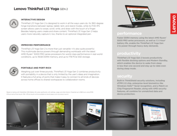 Specifiche ThinkPad L13 Yoga G2 AMD