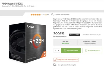L'AMD Ryzen 5 5600X è in vendita per 400 euro (~$470) su www.materiel.net