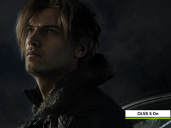 Il protagonista di Resident Evil Leon Kennedy in una vetrina di DLSS 5