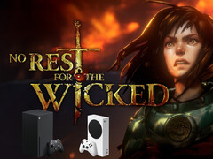 L'artwork di No Rest for the Wicked con le console Xbox in basso (Fonte: Moon Studios, Microsoft Gaming con modifiche)
