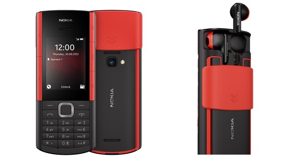 Il Nokia 5710 XpressAudio ha uno scomparto per gli auricolari TWS (Fonte: Nokia)